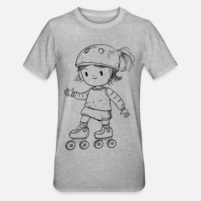 Rollschuhfahrerin Comic Look - Unisex Polycotton T-Shirt - Grau meliert