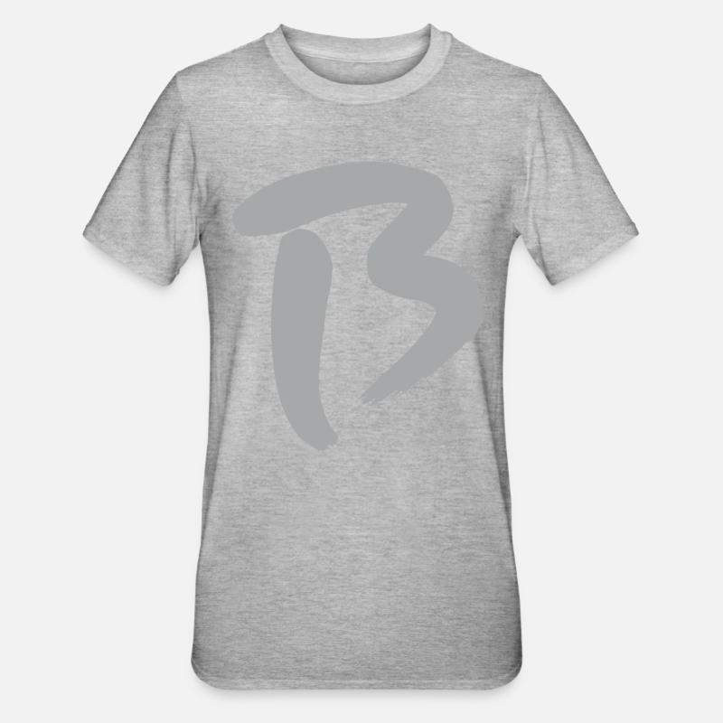 B - Anfangsbuchstabe - Unisex Polycotton T-Shirt - Grau meliert