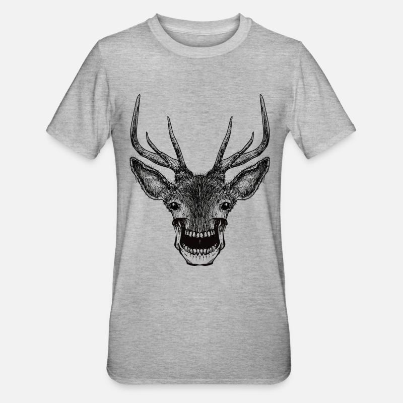 Crâne de cerf - T-shirt polycoton Unisexe - gris chiné