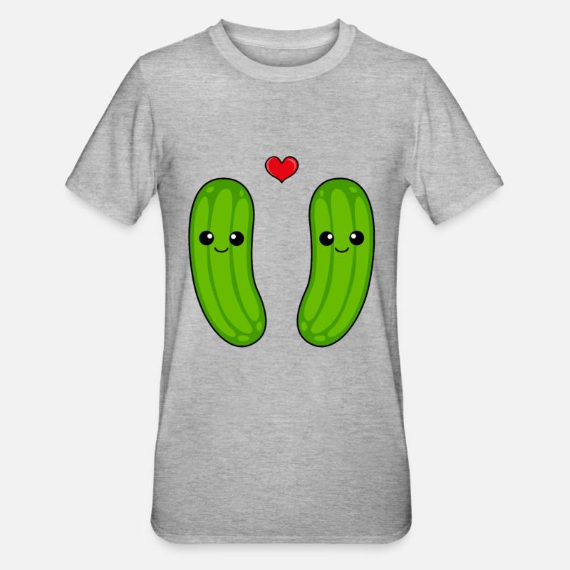Concombre Couple Amour Comic - T-shirt polycoton Unisexe - gris chiné