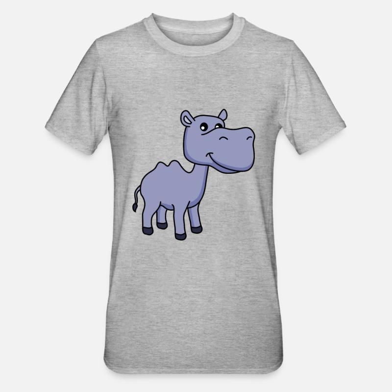 Kamel Comic - Unisex Polycotton T-Shirt - Grau meliert