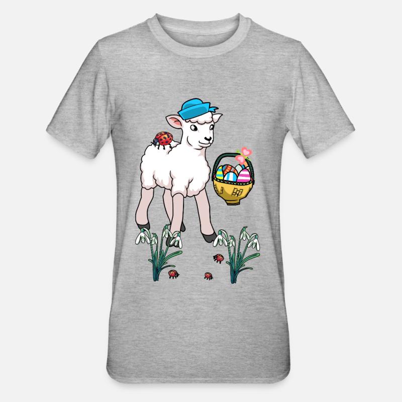 Easter Sheep Sheep Easter Eggs Child Easter Lamb - Unisex Polycotton T-Shirt - heather grey