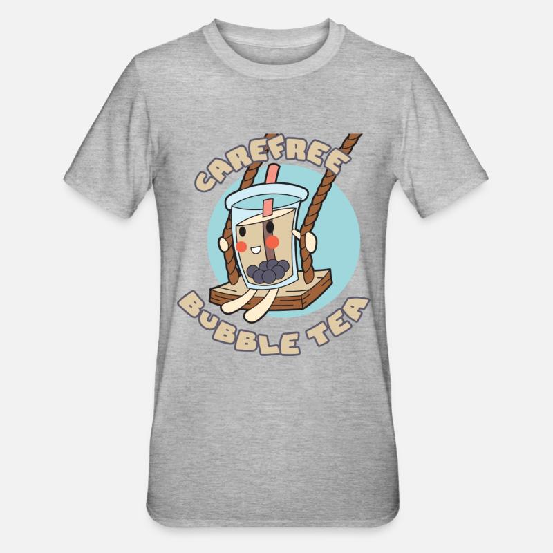 Sorgloser Bubble Tea - Unisex Polycotton T-Shirt - Grau meliert