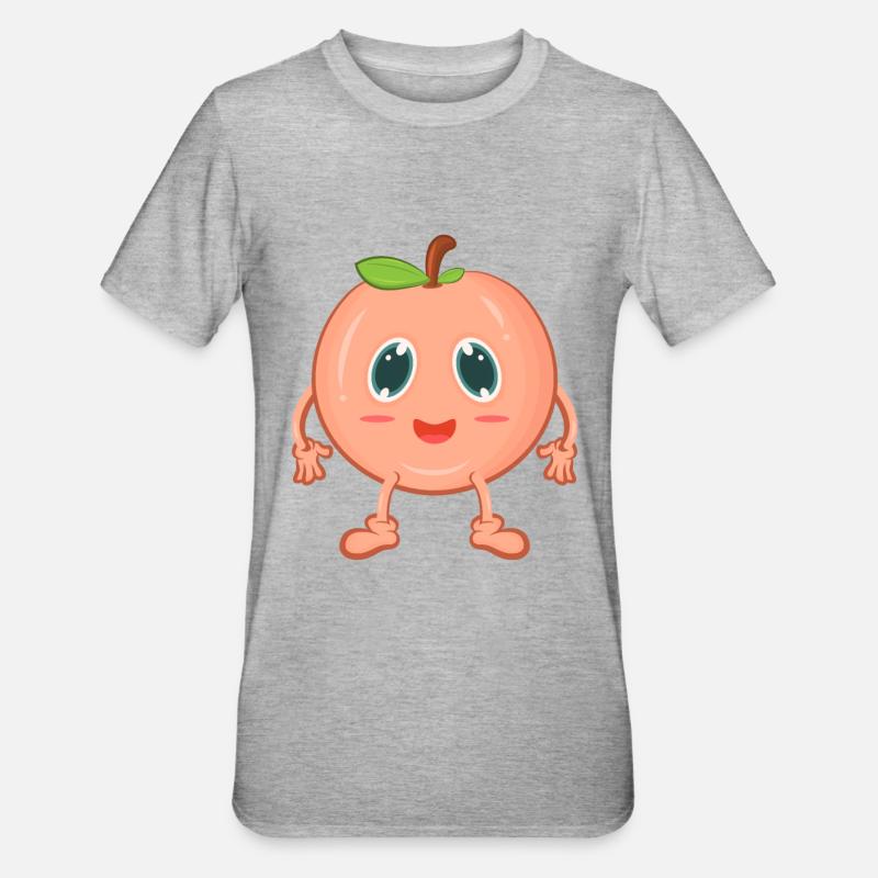 Pfirsich Comic - Unisex Polycotton T-Shirt - Grau meliert