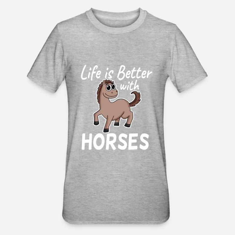 Pferd Spruch Pferde Mädchen - Unisex Polycotton T-Shirt - Grau meliert