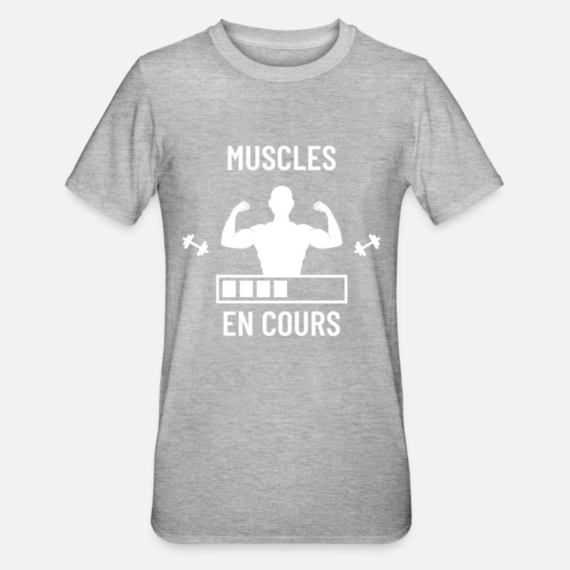Muscles en cours (blanc) - T-shirt polycoton Unisexe - gris chiné
