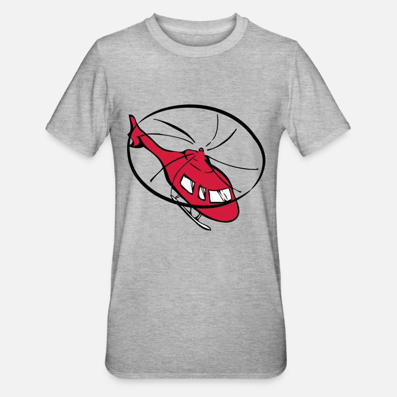 Flight, flying , helicopter - Unisex Polycotton T-Shirt - heather grey