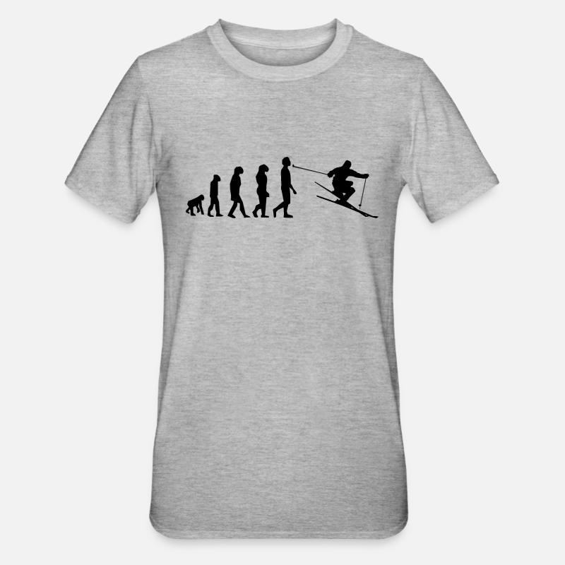 ÉVOLUTION SKI - T-shirt polycoton Unisexe - gris chiné
