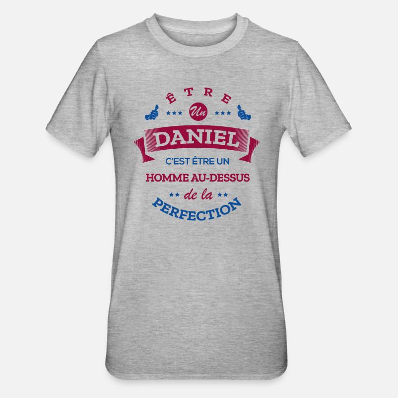 DANIEL PARFAIT - NOM DANIEL - T-shirt polycoton Unisexe - gris chiné
