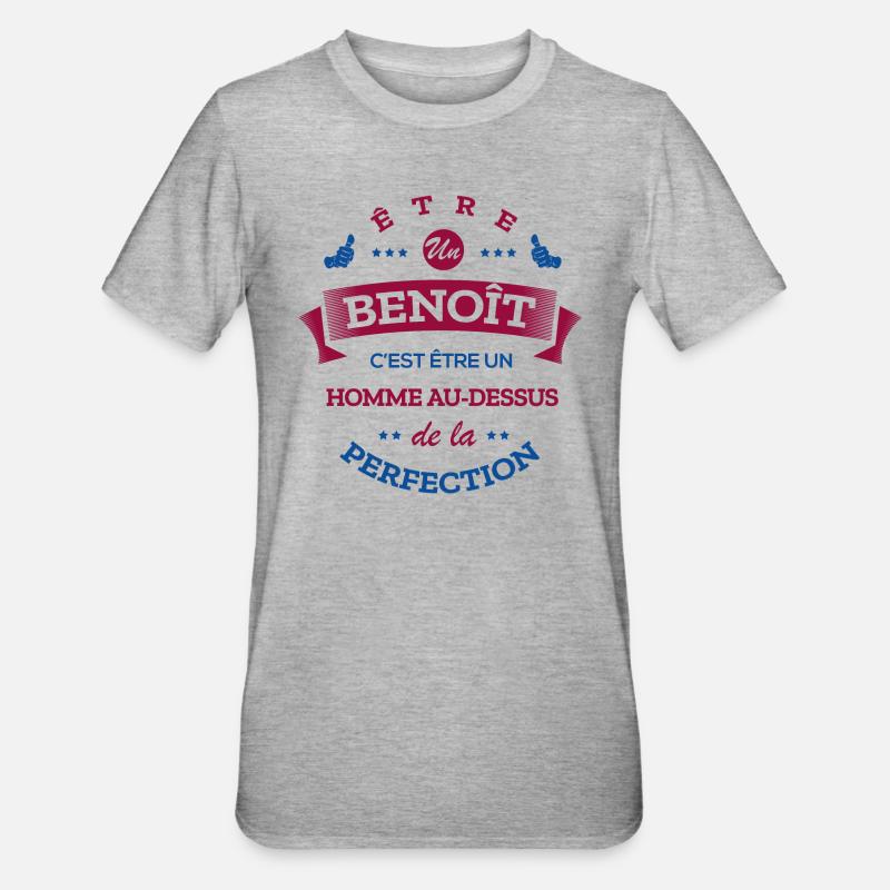 BENOÎT PARFAIT - NOM BENOÎT - T-shirt polycoton Unisexe - gris chiné