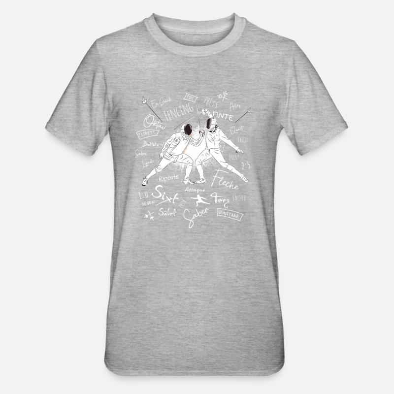 Fechten Begriffe Training Geschenk - Unisex Polycotton T-Shirt - Grau meliert