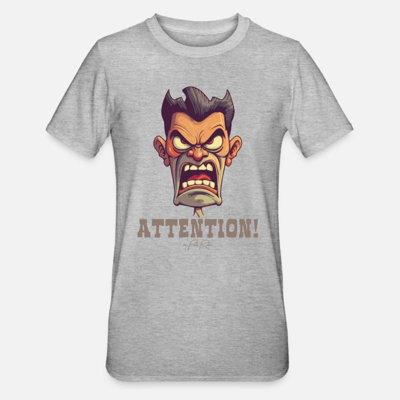 Drill Sergeant Lehrer, Achtung! - Unisex Polycotton T-Shirt - Grau meliert