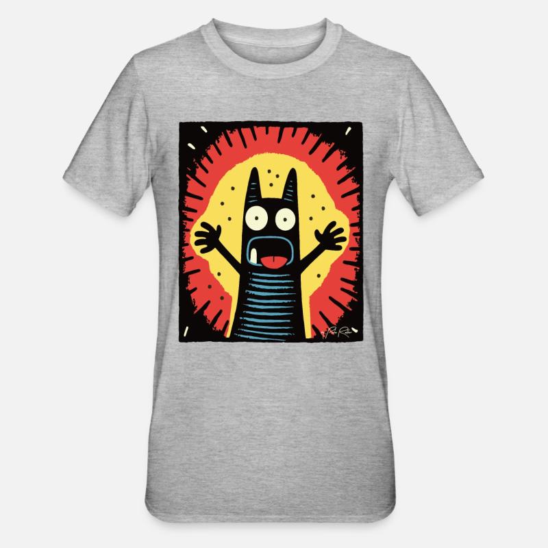 Regarde-moi! L’attention du chat - T-shirt polycoton Unisexe - gris chiné