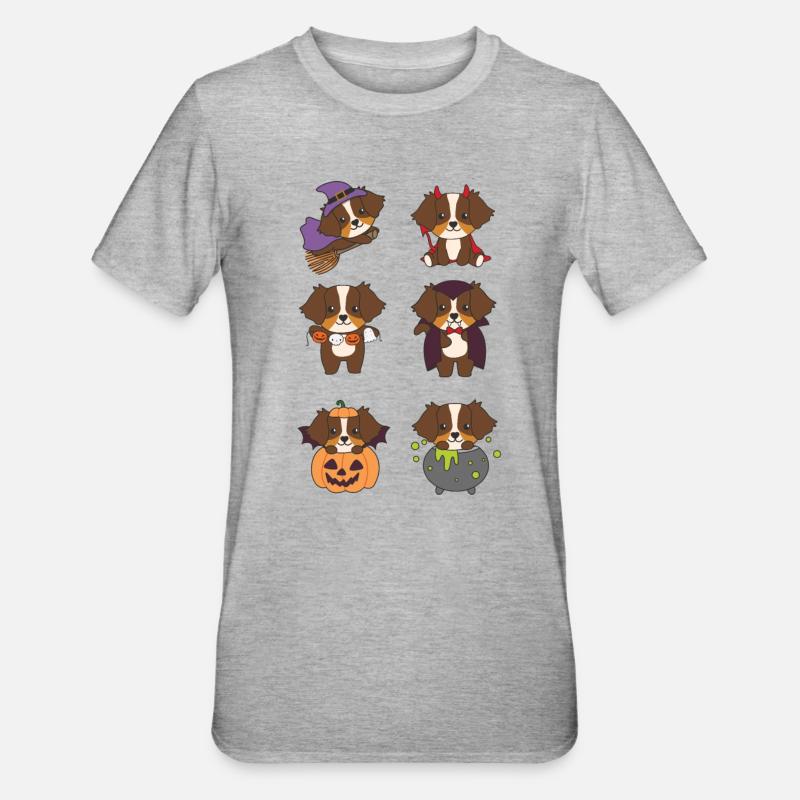 Australian Shepherd Halloween Devil Pumpkin - Unisex Polycotton T-Shirt - heather grey