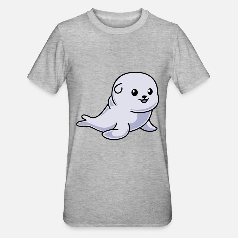 Robbe Tier Comic - Unisex Polycotton T-Shirt - Grau meliert