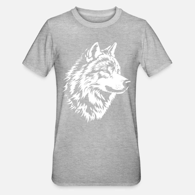 Wolf Face - Unisex Polycotton T-Shirt - heather grey