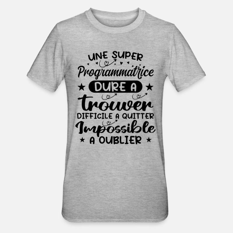 Une Super Programmatrice - Cadeau programmatrice - T-shirt polycoton Unisexe - gris chiné