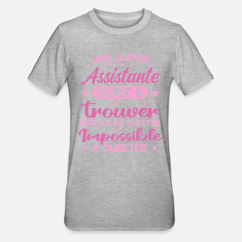 Une Super Assistante - Cadeau assistante - T-shirt polycoton Unisexe - gris chiné