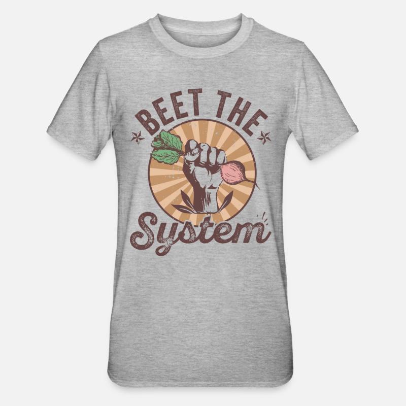 Beet the System funny vegetable design - Unisex Polycotton T-Shirt - heather grey