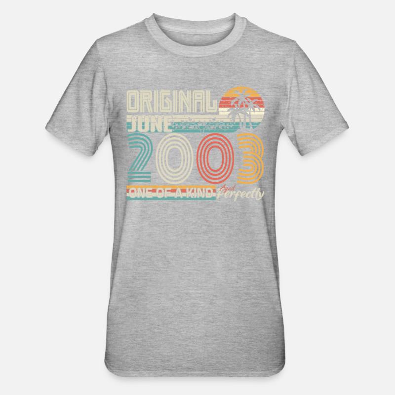 Juni 2003 Juni-Jubiläum Juni 2003 - Unisex Polycotton T-Shirt - Grau meliert
