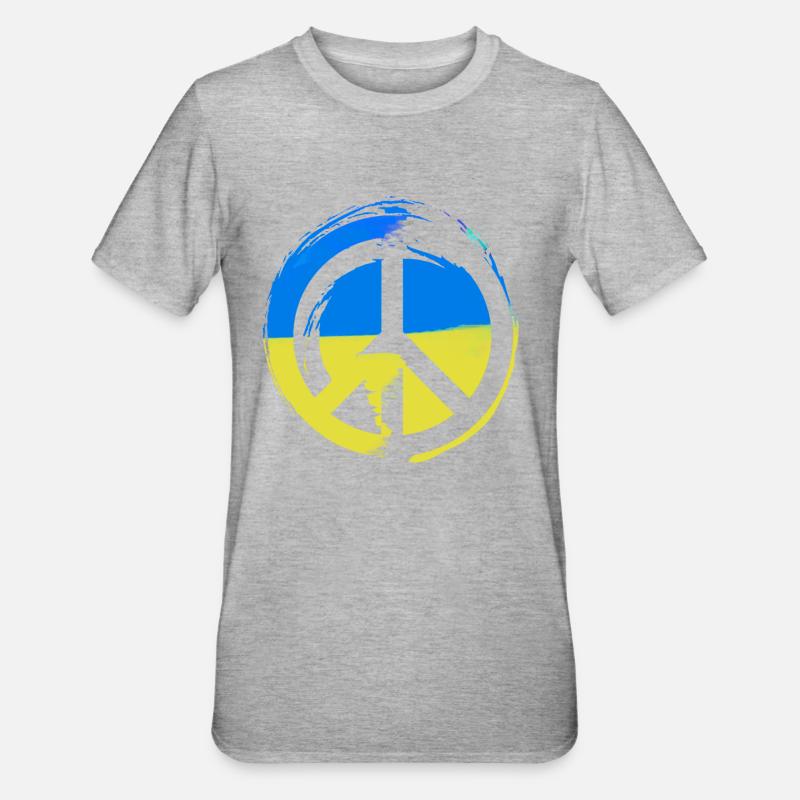 ukraine,paix,drapeau,paix,signe - T-shirt polycoton Unisexe - gris chiné