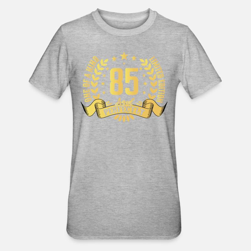 85 års fødselsdagsgave 85 år - Unisex polycotton T-shirt - grå meleret
