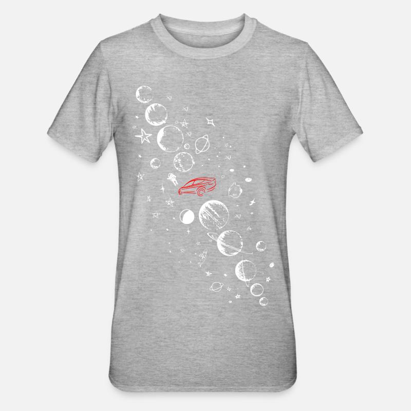 TESLA ROADSTER DANS L’ESPACE - T-shirt polycoton Unisexe - gris chiné