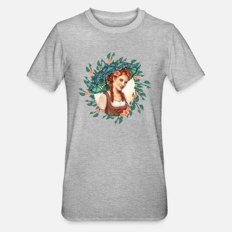 Mädchen mit Regenschirm - Unisex Polycotton T-Shirt - Grau meliert