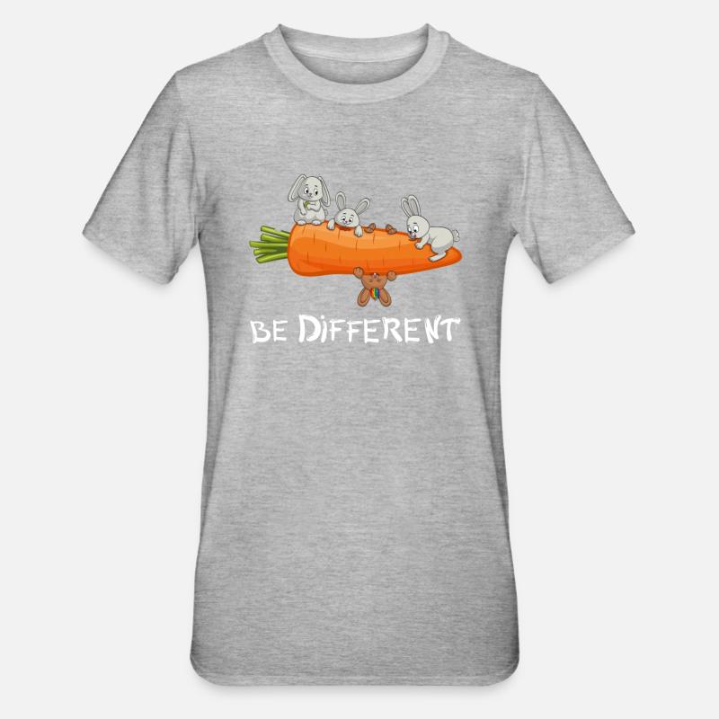 Be Different Funny Rabbit Cute Bunny Design - Unisex Polycotton T-Shirt - heather grey
