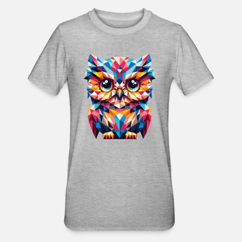 Polygon Eule geometrisch - Unisex Polycotton T-Shirt - Grau meliert