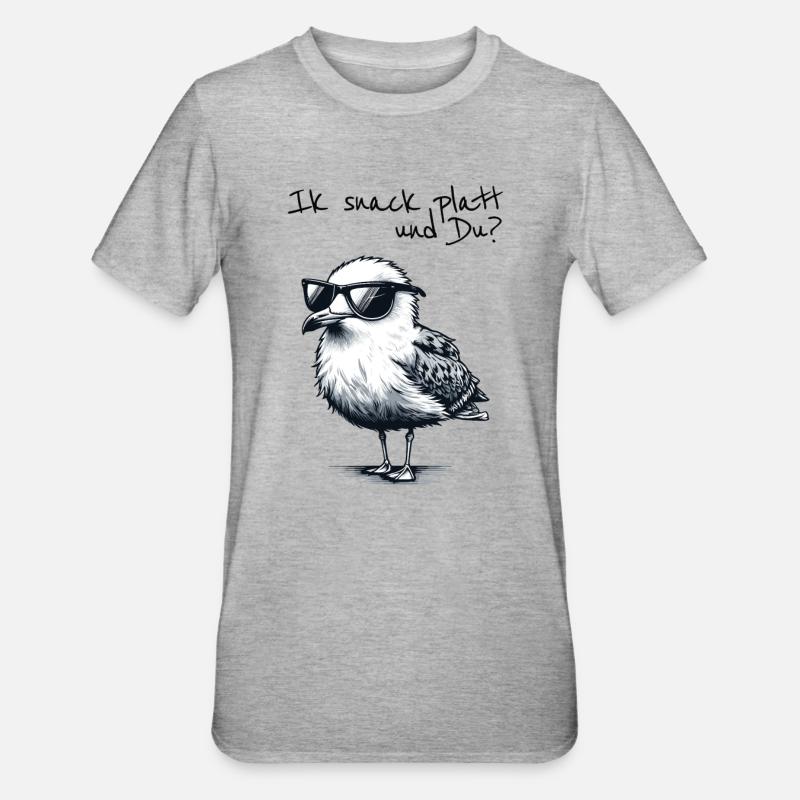 Ik snack platt und Du Coole Nord Möwe Spruch - T-shirt polycoton Unisexe - gris chiné