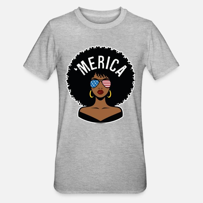 'merica Afro - T-shirt polycoton Unisexe - gris chiné
