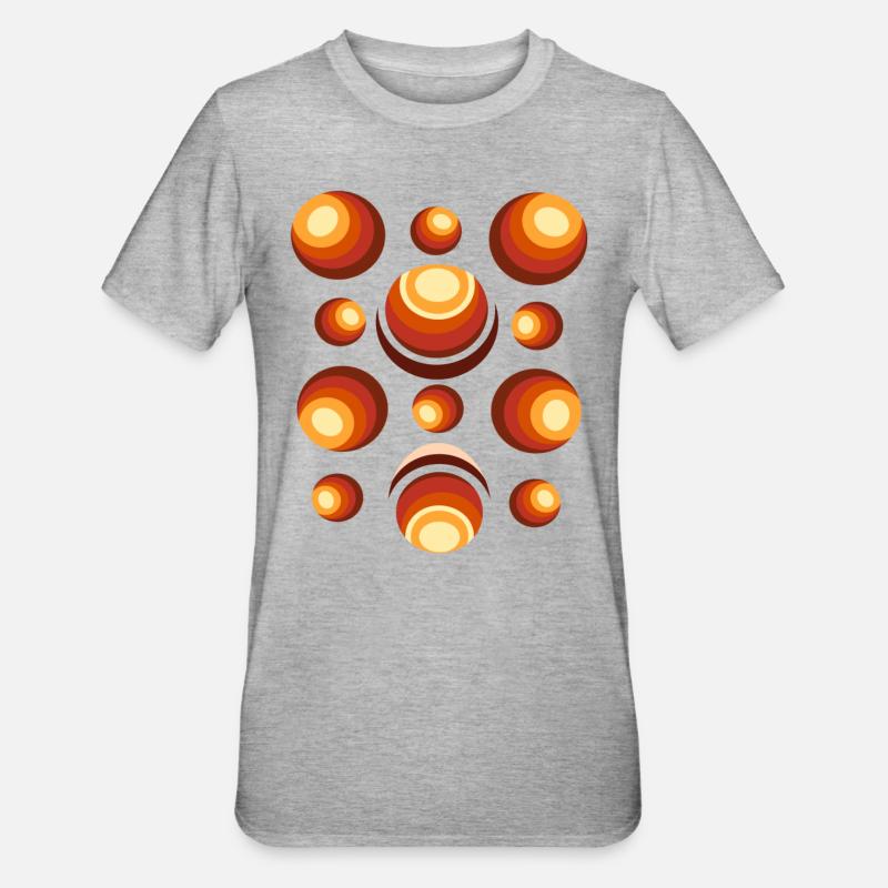 Retro Circle Pattern 70s Crescent - Unisex Polycotton T-Shirt - heather grey