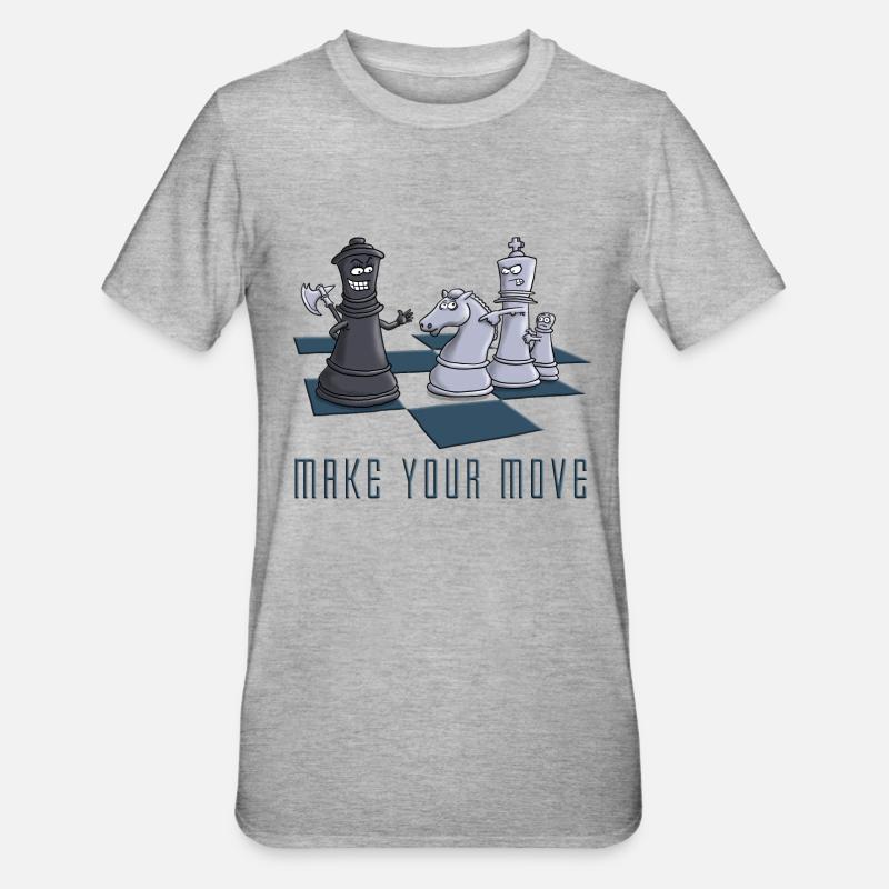 chess_make_your move_11_2016 - Unisex Polycotton T-Shirt - Grau meliert