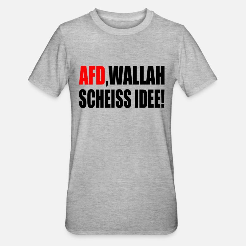 Afd wallah scheiss idee - Unisex Polycotton T-Shirt - Grau meliert