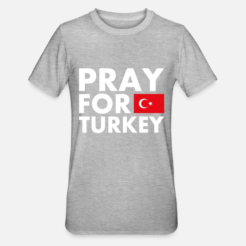 Pray for turkey - T-shirt polycoton Unisexe - gris chiné