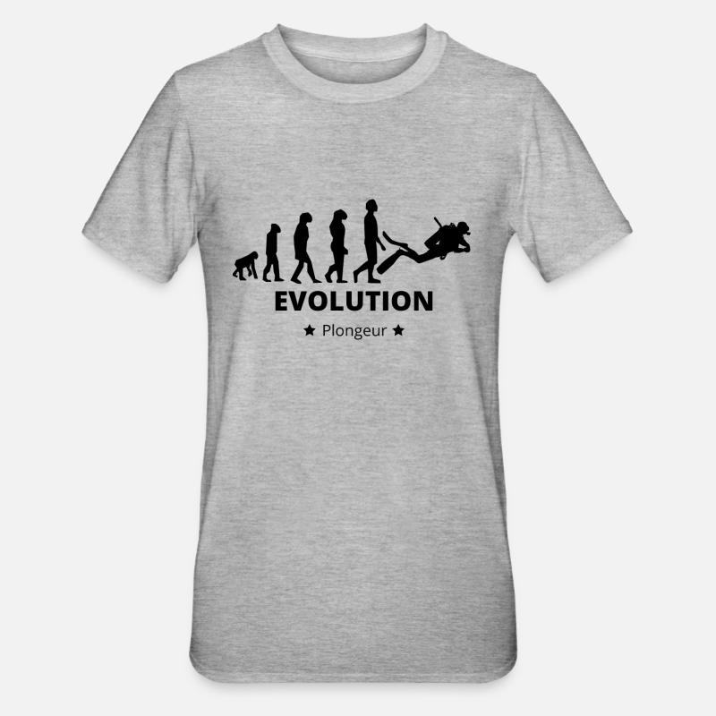 Evolution - Plongeur - T-shirt polycoton Unisexe - gris chiné