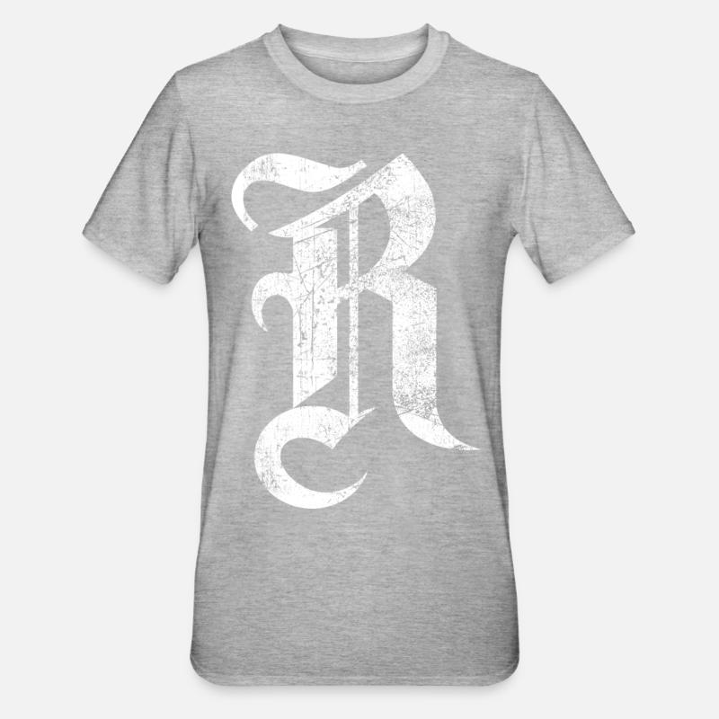 Tshirt alphabet initial R - T-shirt polycoton Unisexe - gris chiné
