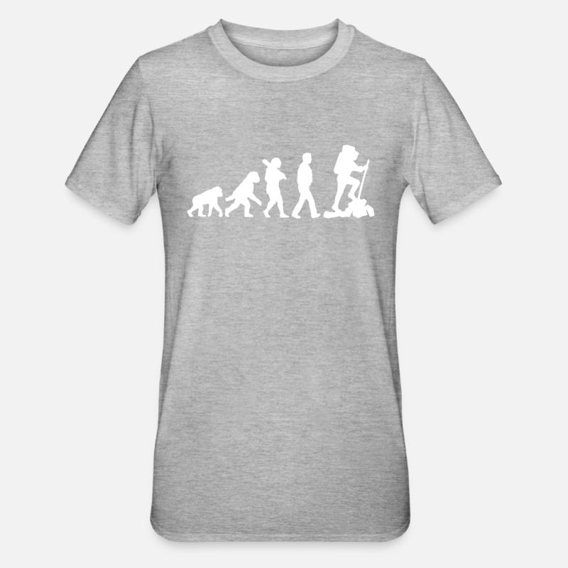 Evolution des Wanderns - Unisex Polycotton T-Shirt - Grau meliert