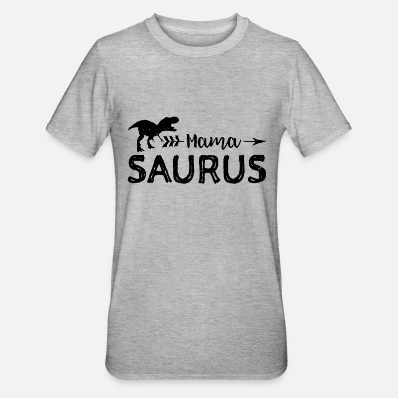 Mama Saurus - Mutter - Unisex Polycotton T-Shirt - Grau meliert