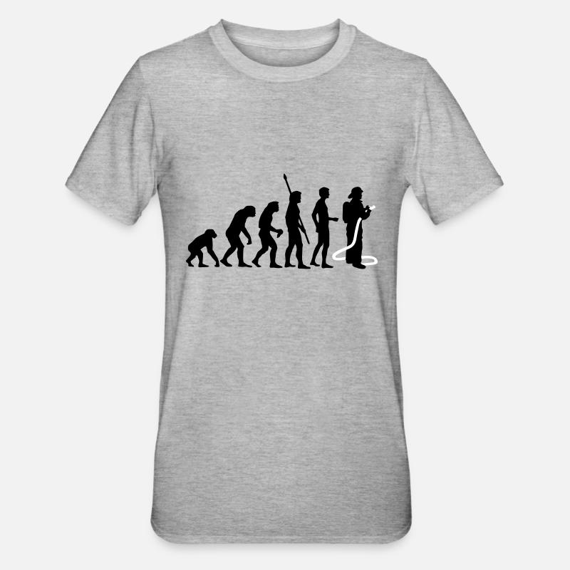 evolution firefighter - Unisex Polycotton T-Shirt - heather grey