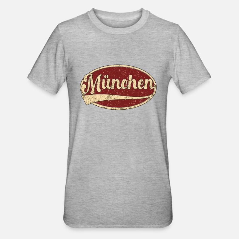 München Retro Tshirt Geschenk - T-shirt polycoton Unisexe - gris chiné