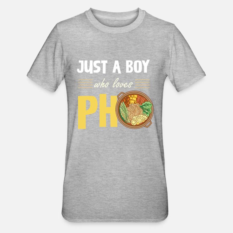 Tout simplement un garçon qui aime le pho - T-shirt polycoton Unisexe - gris chiné