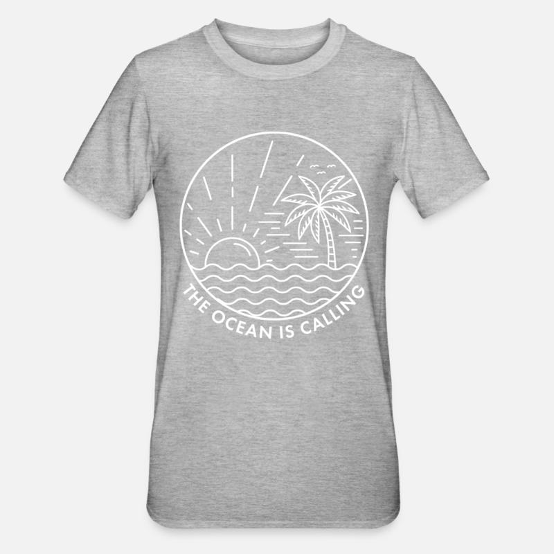 The Ocean is Calling - Unisex Polycotton T-Shirt - heather grey