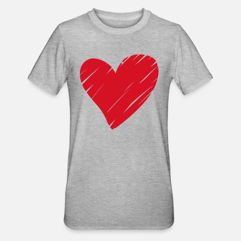 Cuore - Maglietta unisex, mix cotone e poliestere - grigio melange
