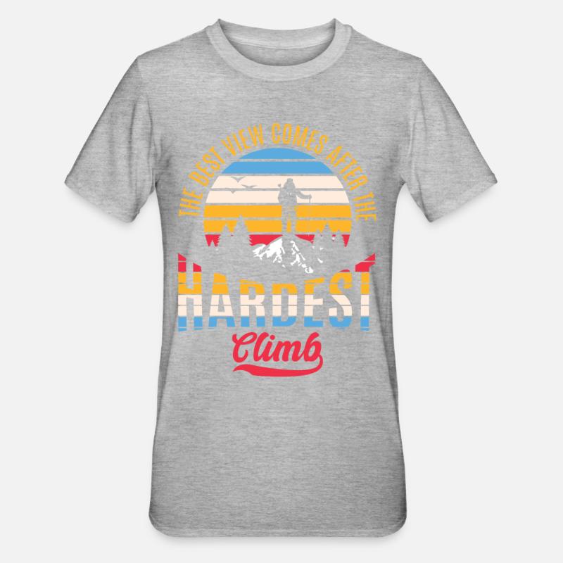 Wanderer Bergsteiger Kletterer Berge - Unisex Polycotton T-Shirt - Grau meliert
