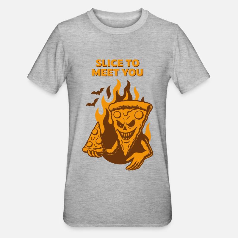 Devilish Pizza - Slice pour vous rencontrer - T-shirt polycoton Unisexe - gris chiné