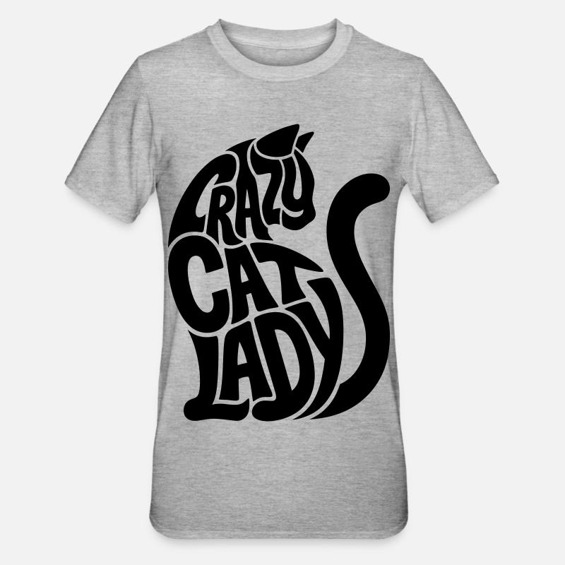 Couleurs de typographie de Cat Lady sélectionnables - T-shirt polycoton Unisexe - gris chiné