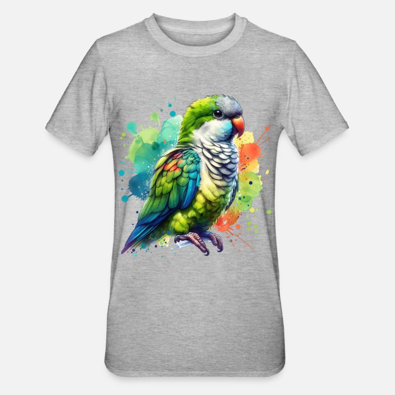 Mönchssittich Geschenk - Unisex Polycotton T-Shirt - Grau meliert