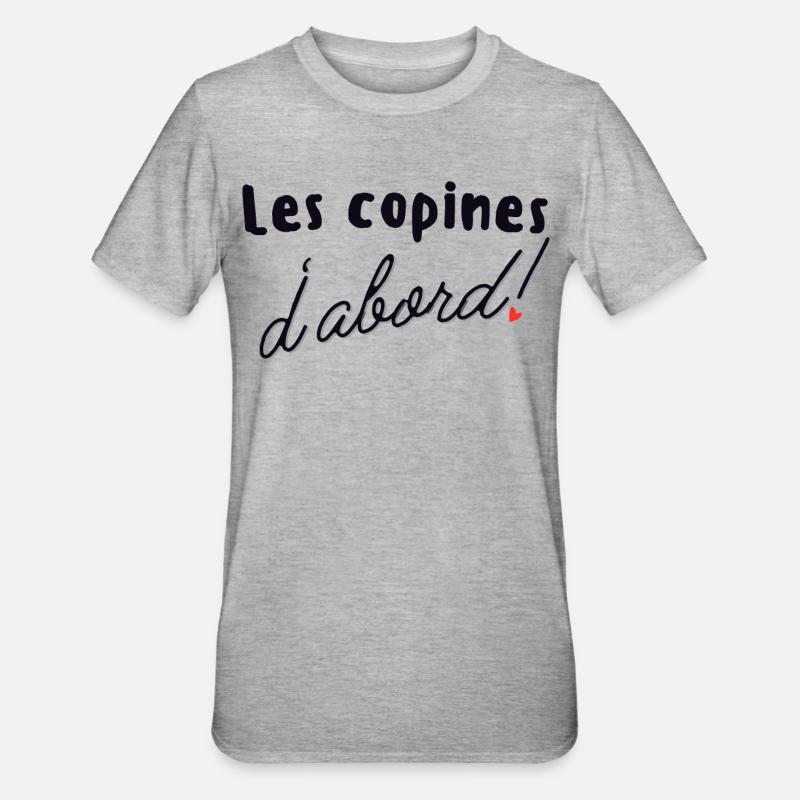 Les Copines D'abord - T-shirt polycoton Unisexe - gris chiné